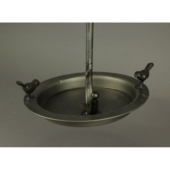 Distressed White Metal Art Umbrella Hanging Bird Feeder - Picture 3 of 3